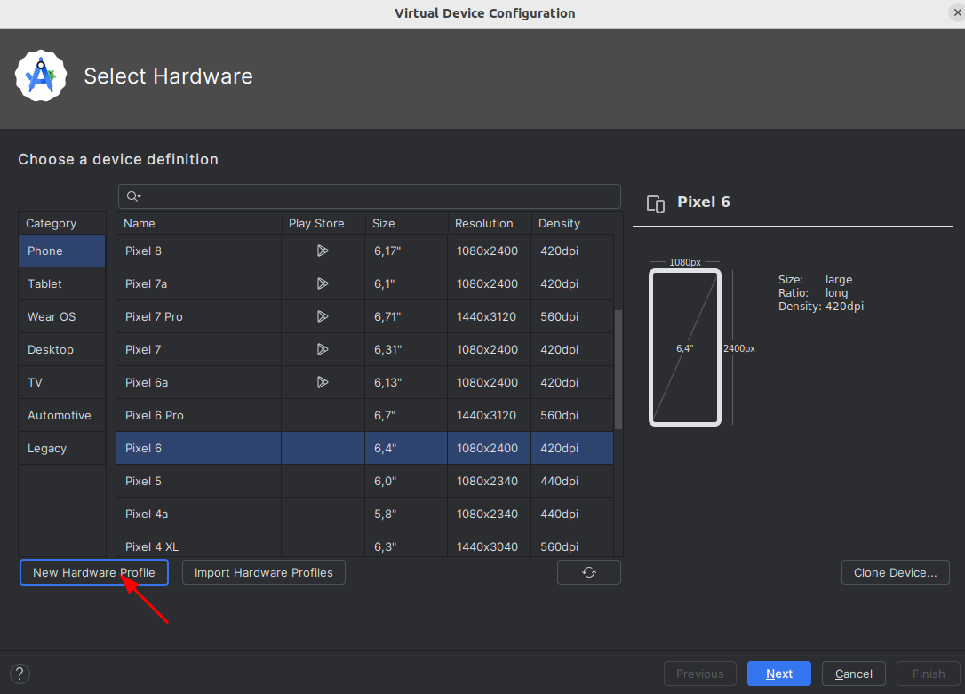 screenshot Open New Hardware Profile