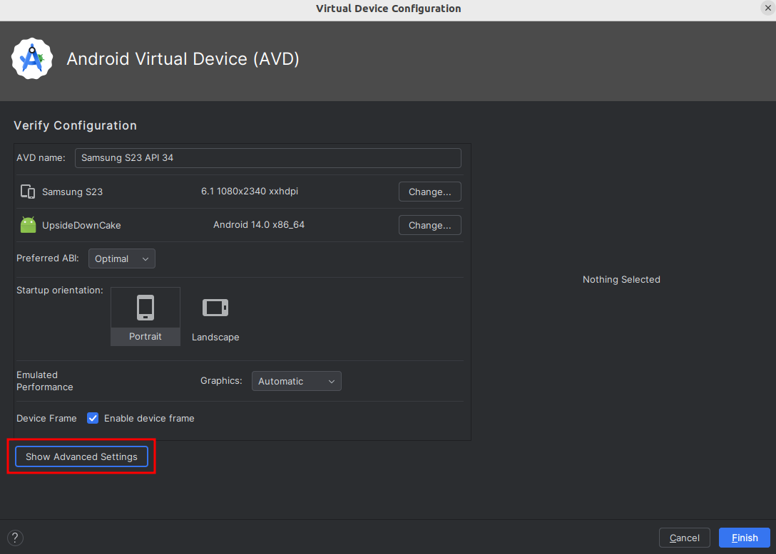 screenshot Show advanced settings of device